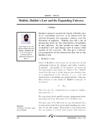 Hubble, Hubble's Law and the Expanding Universe