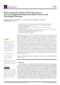 Hypoxia-Induced Alpha-Globin Expression in Syncytiotrophoblasts Mimics the Pattern Observed in Preeclamptic Placentas