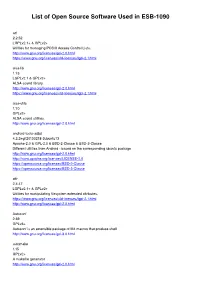 List of Open Source Software Used in ESB-1090