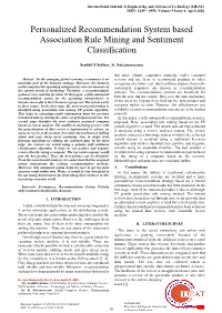 Personalized Recommendation System Based Association Rule Mining and Sentiment Classification