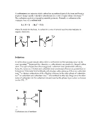 A Carbanion Is an Anion in Which Carbon Has an Unshared Pair Of