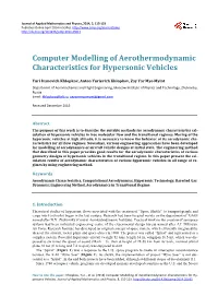 Computer Modelling of Aerothermodynamic Characteristics for Hypersonic Vehicles