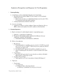 Explosives Recognition and Response for First Responders