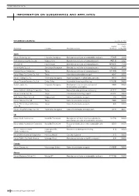 Information on Subsidiaries and Affiliates