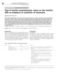 Type II Familial Synpolydactyly: Report on Two Families with an Emphasis on Variations of Expression