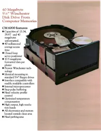 40 Megabyte 5 1/4" Winchester Disk Drive from Computer Memories