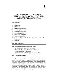 Accounting Process and Principles, Financial, Cost and Management Accounting