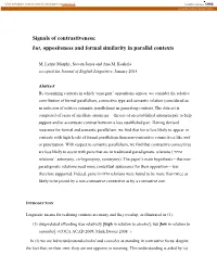But, Oppositeness and Formal Similarity in Parallel Contexts