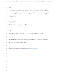Catabolism of 3-Hydroxypyridine by Ensifer Adhaerens HP1: a Novel Four-Component