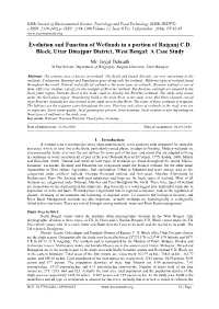 Evolution and Function of Wetlands in a Portion of Raiganj CD Block, Uttar