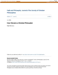 How I Became a Christian Philosopher