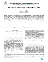 The Nexus of Iot Devices and Healthcare Level 7 (HL7)