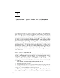 Type Systems, Type Inference, and Polymorphism