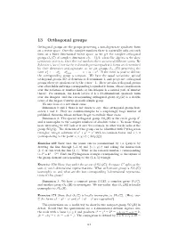 13 Orthogonal Groups