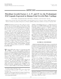 ARTICLES Fibroblast Growth Factors 1, 2, 17, and 19 Are The