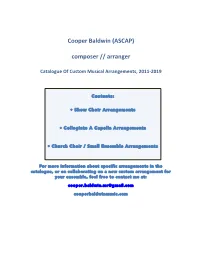 Cooper Baldwin (ASCAP) Composer // Arranger