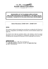 Delegated List of Planning Applications and Other Proposals Determined by the Director of Planning, Transportation and Strategic Environment