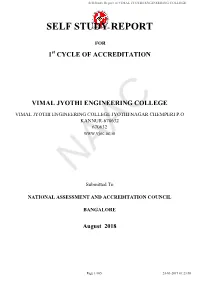 Self Study Report of VIMAL JYOTHI ENGINEERING COLLEGE
