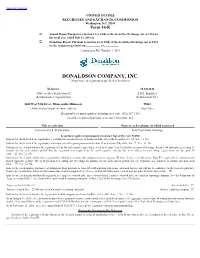 DONALDSON COMPANY, INC. (Exact Name of Registrant As Specified in Its Charter)