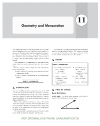 Geometry and Mensuration IV.7 11 Geometry and Mensuration