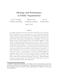 Ideology and Performance in Public Organizations∗