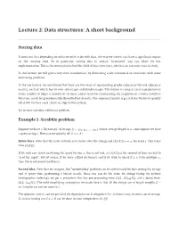 Lecture 2: Data Structures: a Short Background