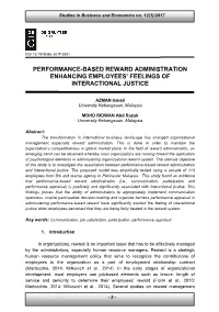Performance-Based Reward Administration Enhancing Employees’ Feelings of Interactional Justice