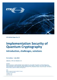 ETSI White Paper on Implementation Security of Quantum Cryptography