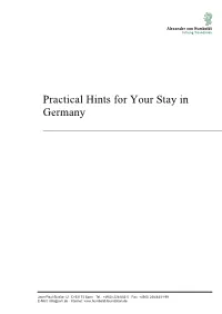 Practical Hints for Your Stay in Germany