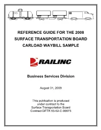 Reference Guide – 2008 Waybill Sample