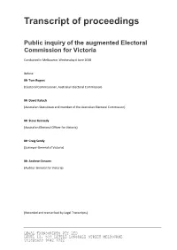 Transcript of Augmented Electoral Commission Inquiry in Melbourne