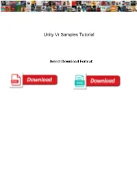 Unity Vr Samples Tutorial