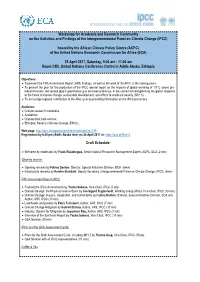 Workshop for Academia and Research Community on the Activities and Findings of the Intergovernmental Panel on Climate Change (IPCC)