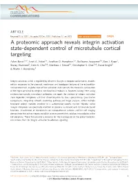 A Proteomic Approach Reveals Integrin Activation State-Dependent Control of Microtubule Cortical Targeting