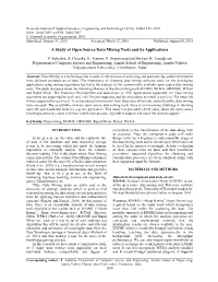 A Study of Open Source Data Mining Tools and Its Applications