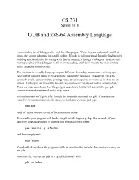 CS 331 GDB and X86-64 Assembly Language