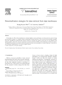 Denormalization Strategies for Data Retrieval from Data Warehouses
