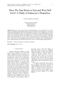 Does the Gap Between East and West Still Exist? a Study of Indonesia's Disparities