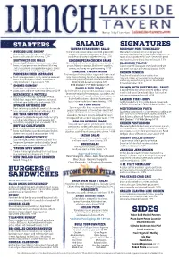 Lakeside 11 X 16 Lunch Menu 2-2021.Indd