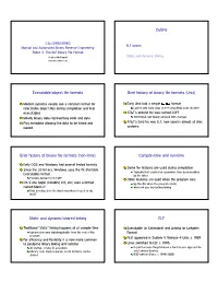 Outline Executable/Object File Formats Brief History of Binary File Formats