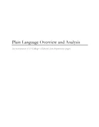 Plain Language Overview and Analysis
