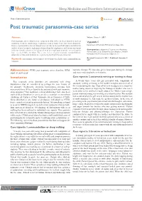 Post Traumatic Parasomnia-Case Series