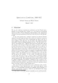 Quantization Conditions, 1900–1927