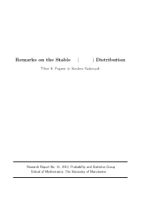 Remarks on the Stable Sα(Β,Γ,Μ) Distribution