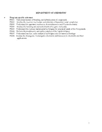 1 DEPARTMENT of CHEMISTRY Program Specific Outcomes PSO1