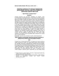 Strategic Approach to Product Design and Development Process, And
