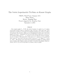 The Vertex Isoperimetric Problem on Kneser Graphs