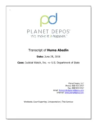 Transcript of Huma Abedin