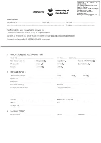 University of Sunderland – International Application Form