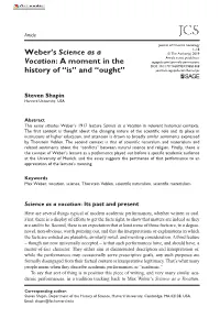 Weber's Science As a Vocation